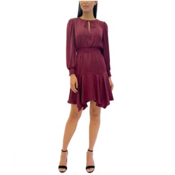 Sam Edelman Women's A-Line Tie-Neck Smocked Mini Dress Size 4 NWT - Picture 1 of 10